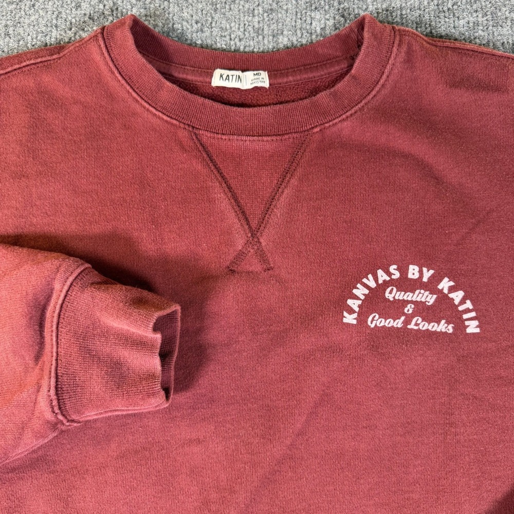 Katin Mens Kanvas By Katin Graphic Crewneck Sweatshirt Red Size Medium #3730